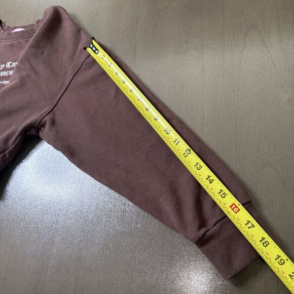 Juicy Couture Forever 21 Graphic Cropped Sweatshirt Brown Women's Small Crewneck - Picture 10 of 12